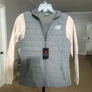 New Balance Womens Grey and Pink Hooded Full Zip Jacket #43